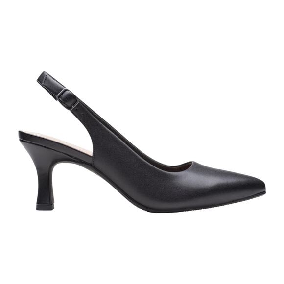 Clarks Women's Kataleyna Step Pointed Toe Leather Slingback Pumps Black Size 9 W - Picture 2 of 5